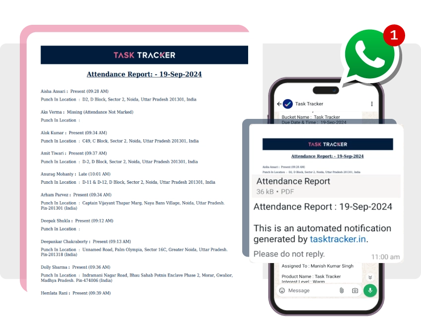 Daily automated attendance report on WhatsApp